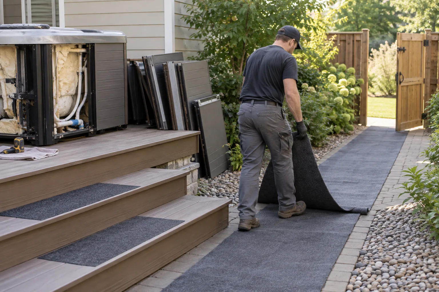 Detailed preparation for outdoor spa removal